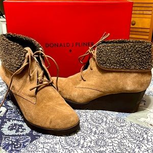 Donald Pliner, size11, wedge suede/faux fur bootie